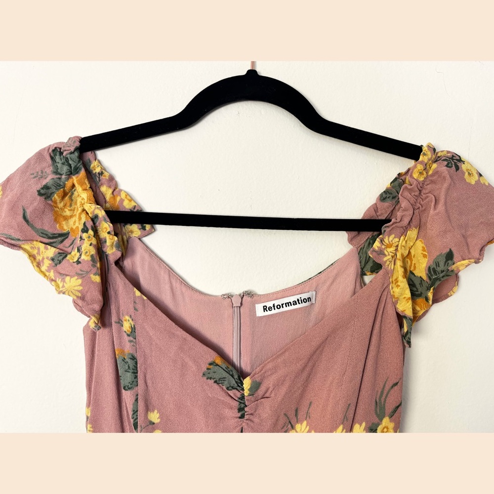 Reformation Butterfly Midi Dress – Gwyneth Dusty Pink Floral, Size 2, Like New - Picture 6 of 15